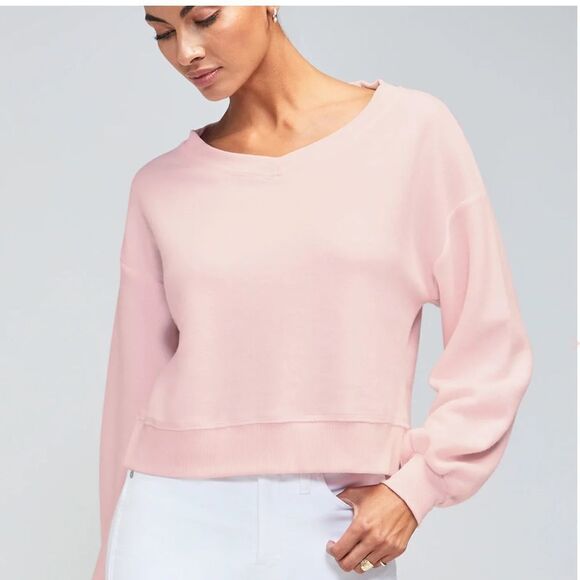 Wildfox Cobalt V-Neck Balloon Sleeve Sweatshirt in Soft Lilac Size Large - Picture 14 of 14